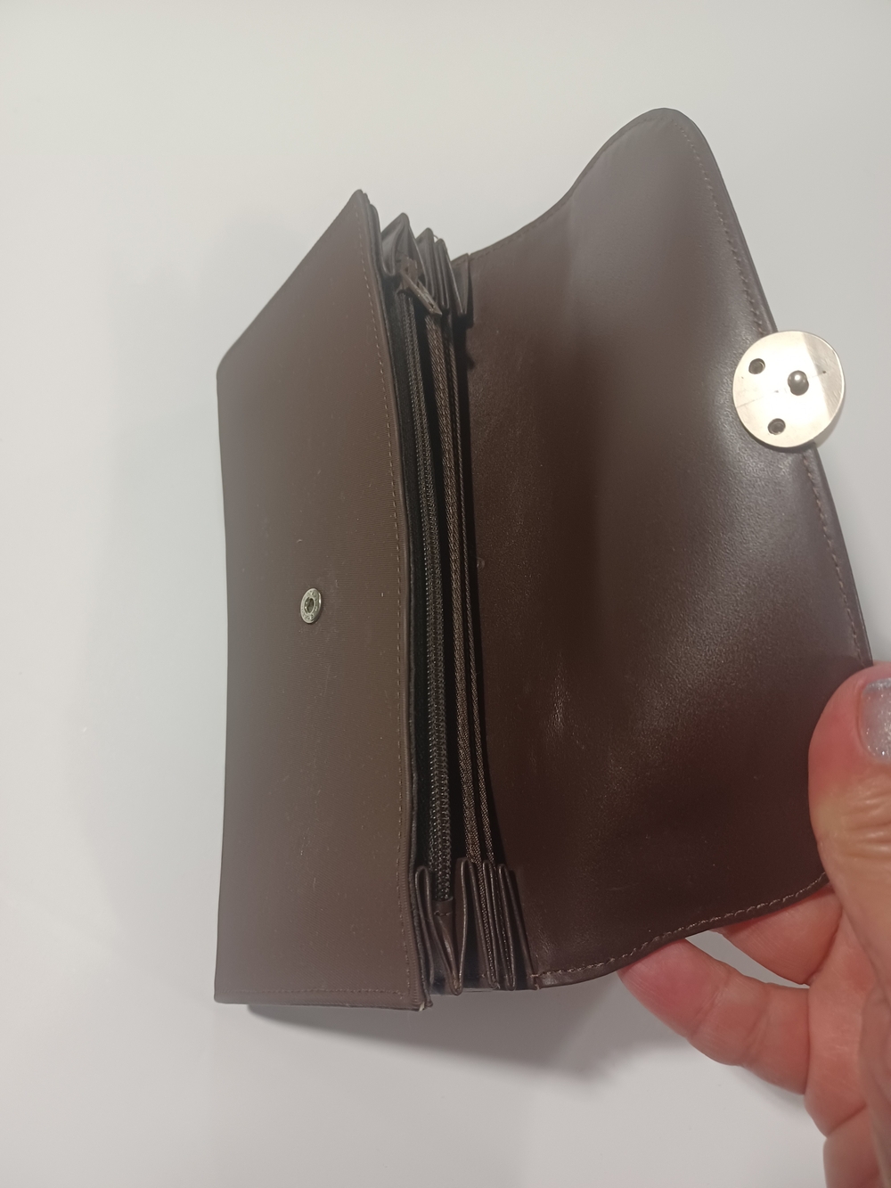 Mandarina Duck Chocolate Brown Clutch Wallet - Classic Button Closure - Picture 8 of 8